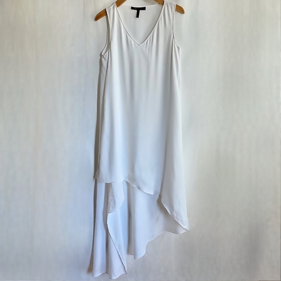 BCBGMaxAzria White Satin Asymmetrical Sleeveless High-Low Avery Dress - Picture 11 of 16